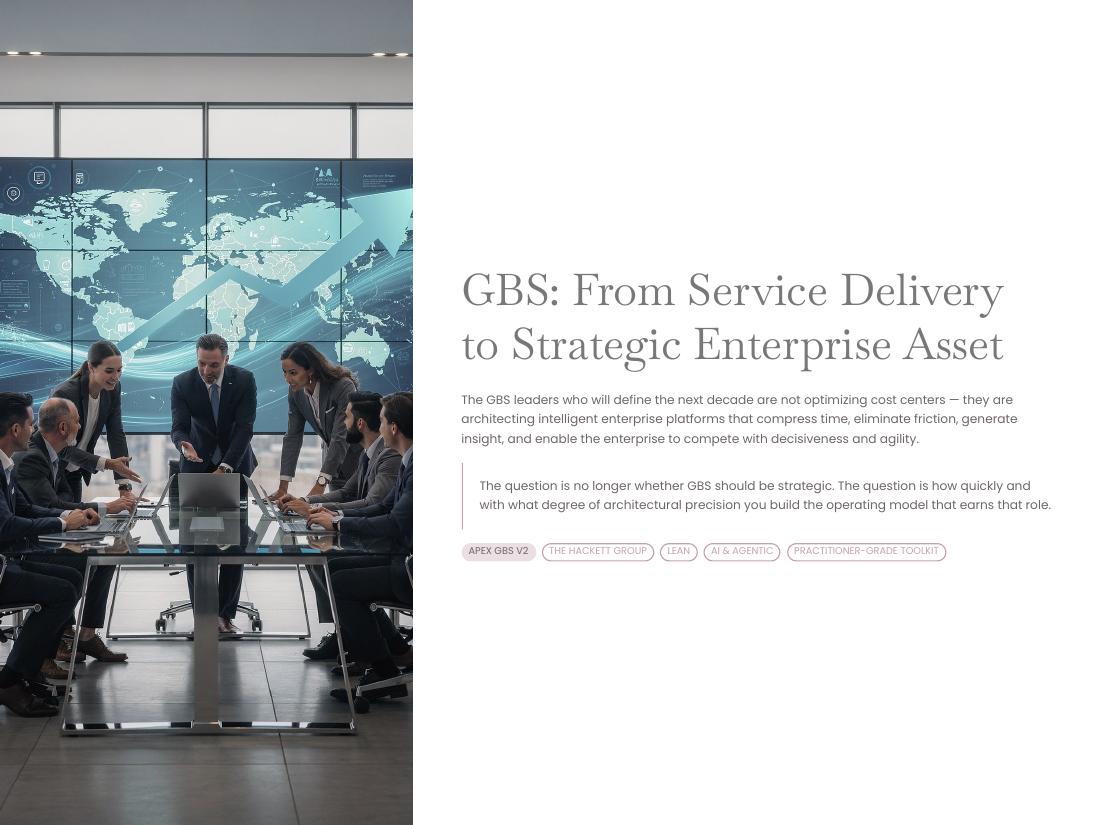 GBS Operating Model — Apex V2 · Hackett · Lean · AI page 66 of 66